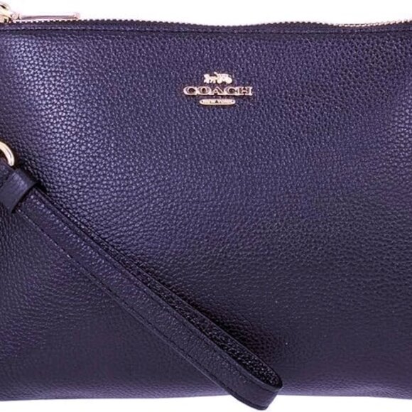 Coach Charlie Pouch Wristlet Clutch Detachable Strap Navy Black - Picture 3 of 6